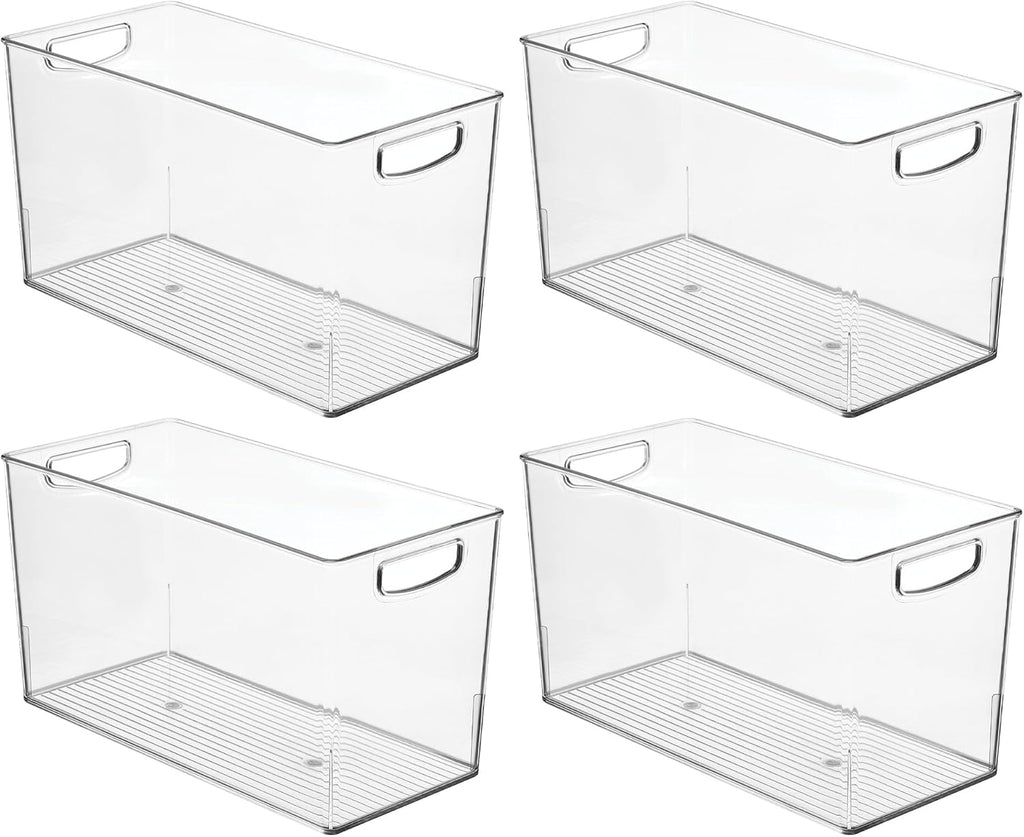 iDesign Plastic Storage Bin with Handles for Household Storage - Set of 4 - Clear - Made in USA