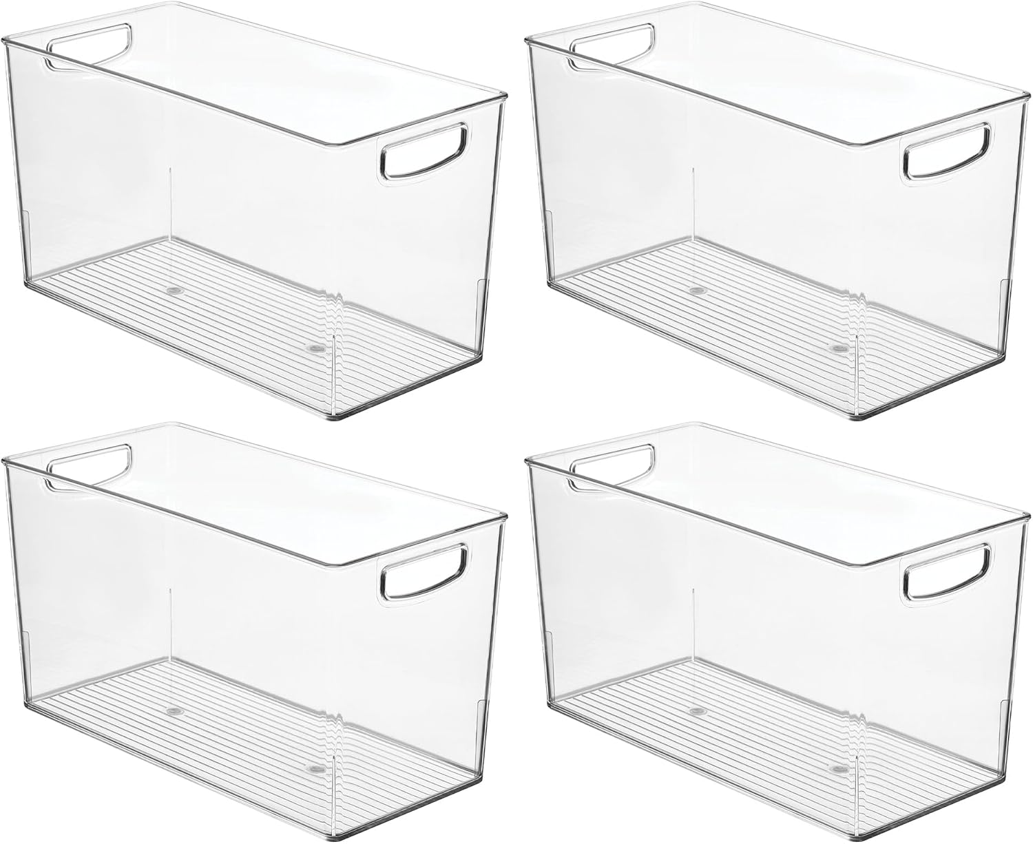 iDesign Plastic Storage Bin with Handles for Household Storage - Set of 4 - Clear - Made in USA