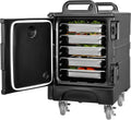 VEVOR Insulated Food Pan Carrier, 81 Qt Hot Box for Catering, Food Box Carrier with Double Buckles, Front Loading Food Warmer with Handles, Stackable End Loader with Wheels for Restaurant, Canteen