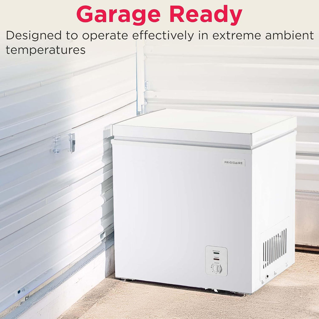 Frigidaire Chest Deep Freezer, 2.0 Cu. Ft. Capacity, Adjustable Thermostat-Removable Vinyl Coated Wire Basket-Easy Defrost Drain- Garage Ready- Pearl White