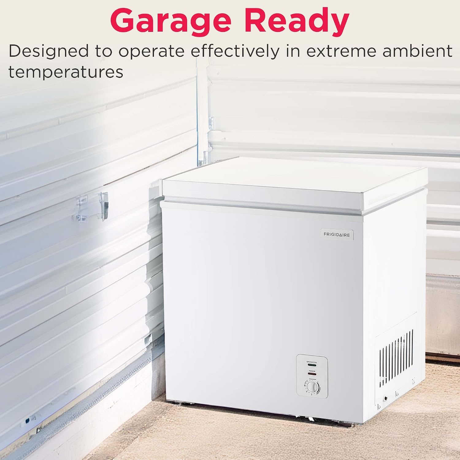 Frigidaire Chest Deep Freezer, 2.0 Cu. Ft. Capacity, Adjustable Thermostat-Removable Vinyl Coated Wire Basket-Easy Defrost Drain- Garage Ready- Pearl White