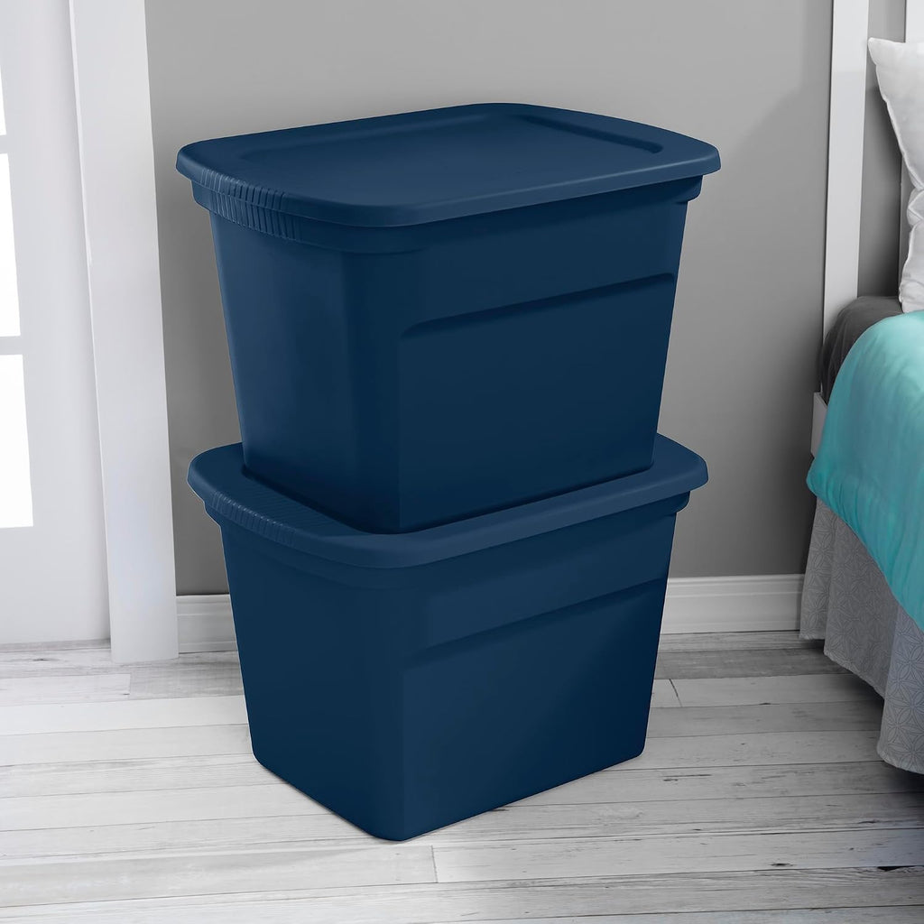 Sterilite 16-Pack Plastic Storage Bins, 18 Gallon Tote Containers with Lids, Marine Blue