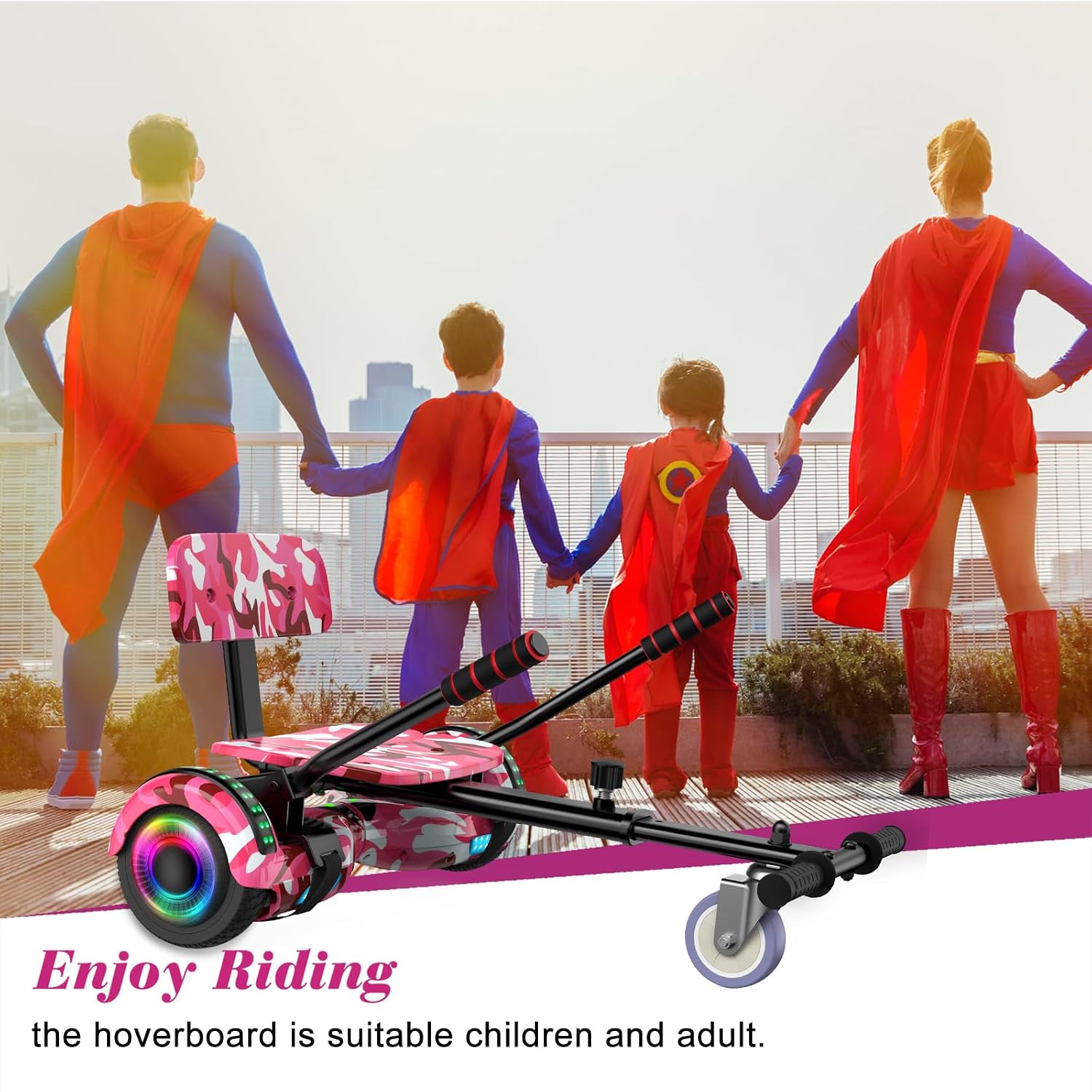 FLYING-ANT Self Balance Scooter Seat Attachment 6.5' Two-Wheel Self Balancing Electric Scooter with LED Light Flash Lights Wheels