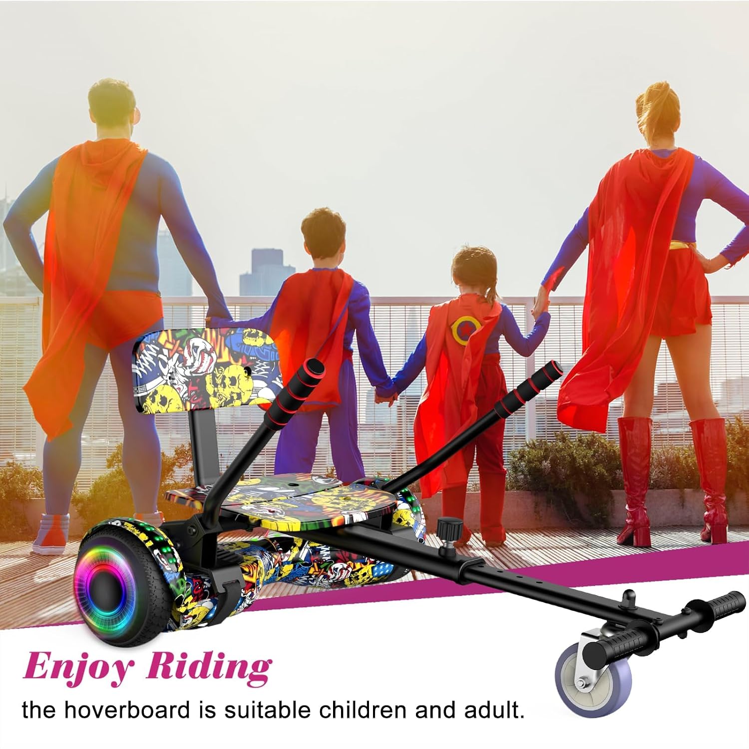 FLYING-ANT Self Balance Scooter Seat Attachment 6.5' Two-Wheel Self Balancing Electric Scooter with LED Light Flash Lights Wheels