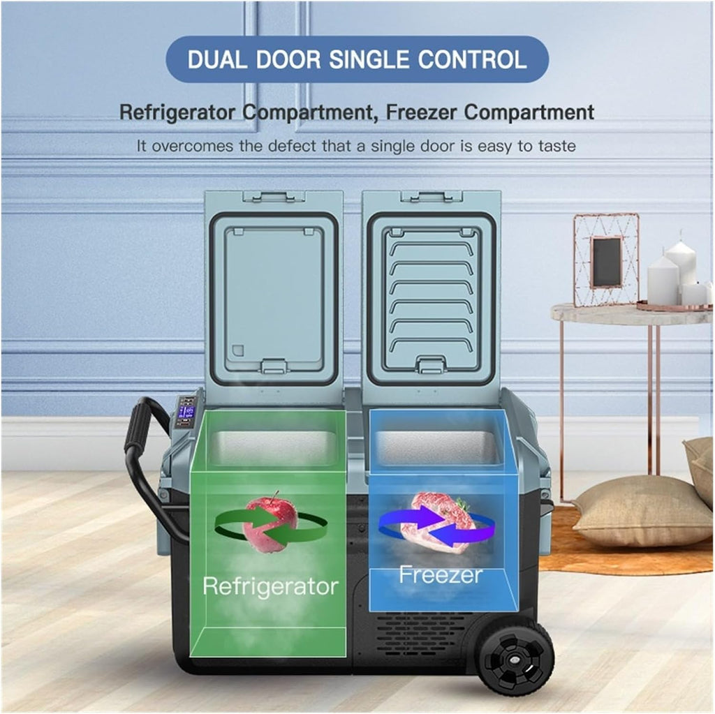 Refrigerator With 1 USB Charging Port (extra Battery With Two USB Ports) 38/50/60L Portable Car Refrigerator Wheel Pull Rod