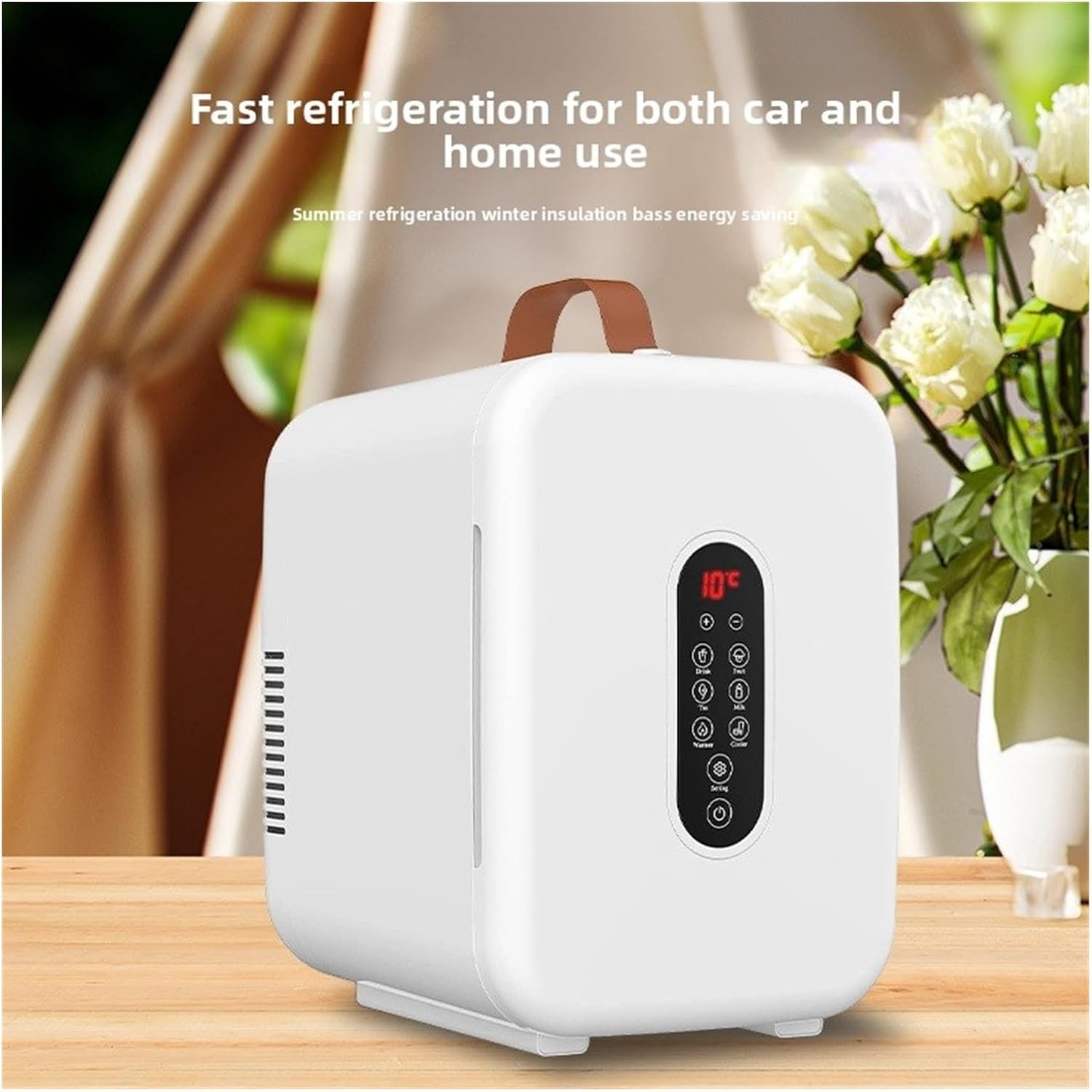 10L Car Refrigerator Refrigeration Mini Refrigerator Car Home Dual-purpose Mini Heating And Cooling Box 220-240V 30-60W(Dark green)