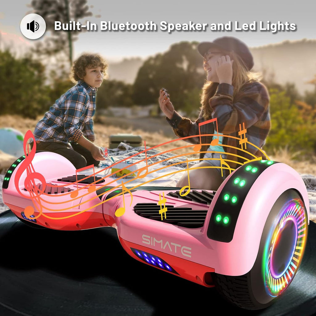 SIMATE Hoverboard, Bluetooth All Terrain Hover Boards with LED Lights and APP Control, Gifts for Kids Adults Girls Boys, for All Ages
