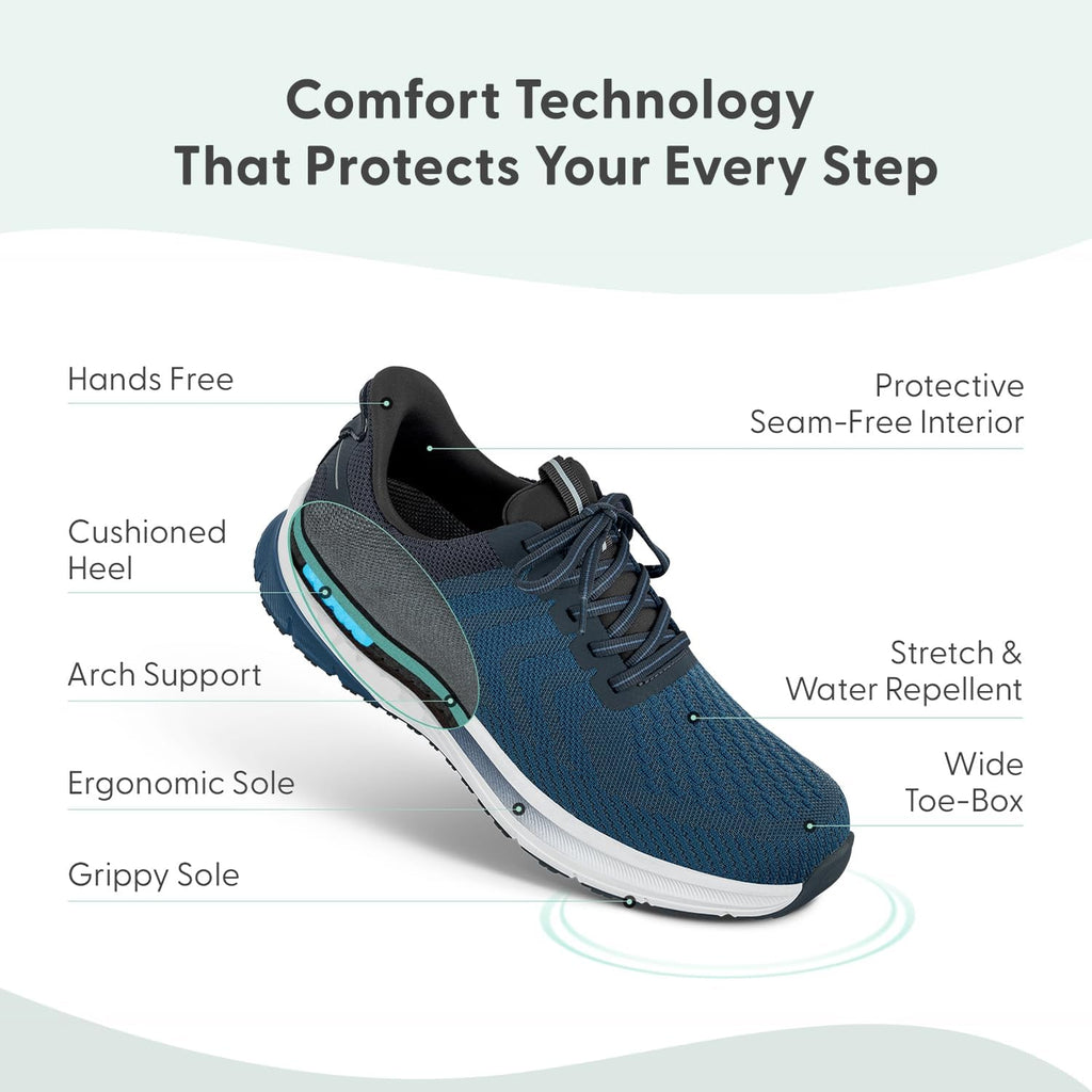 Orthofeet Men's Orthopedic Tilos Hands-Free Water-Repellent Walking Sneaker
