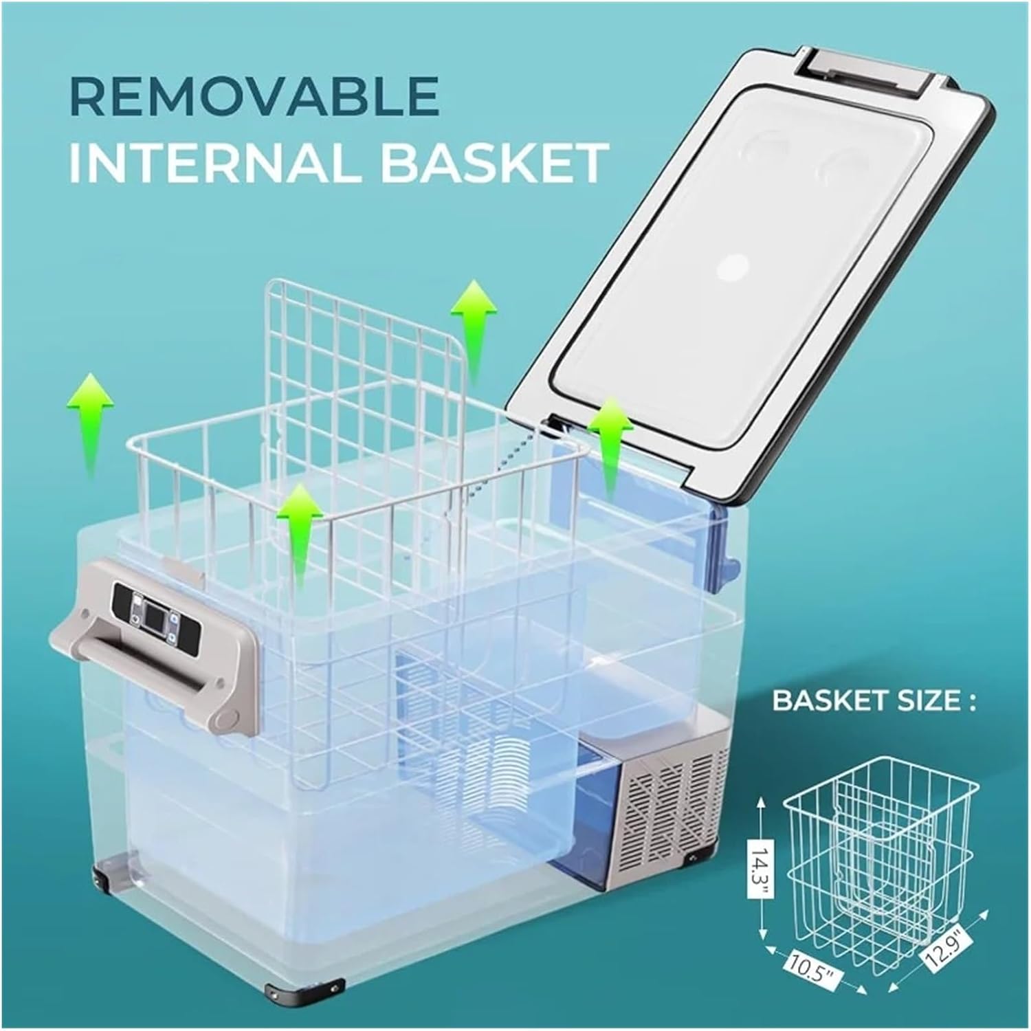 48QT(45L) Electric Cooler, 12V Fridge APP Control, 12V Cooler -4℉~68℉, Portable Freezer 12/24V DC