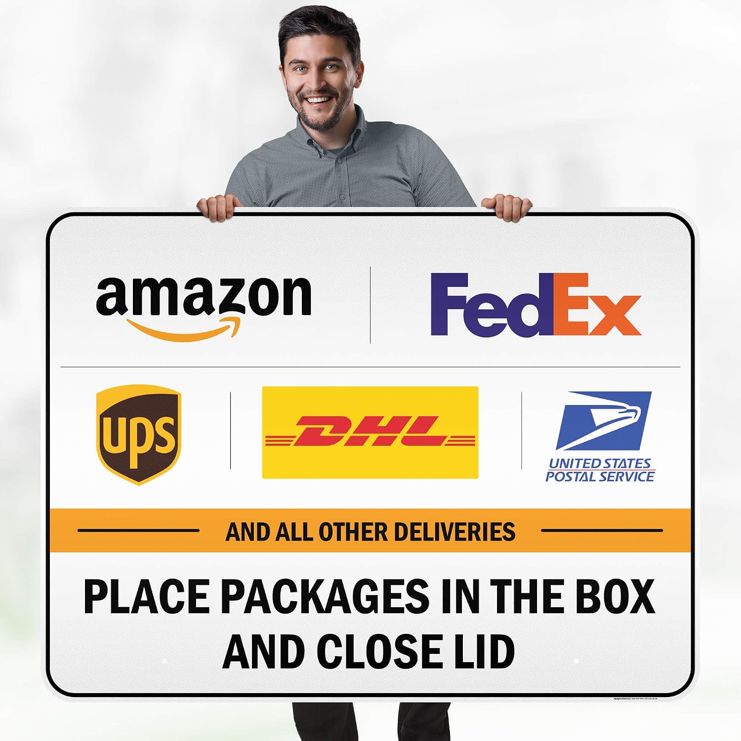 Place Packages In The Box And Close Lid Sign, 36x48 Inches, Reflective, Rust Free DiBound, Fade Resistant, Made in USA by My Sign Center