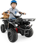 OLAKIDS 24V Kids ATV Quad with 2 Speeds, Spring Suspension, LED Lights, Music & Story Player, Big Tires, 2 Storage Spaces, Ride On Car for Boys Girls Ages 3+ (24V, Dark)