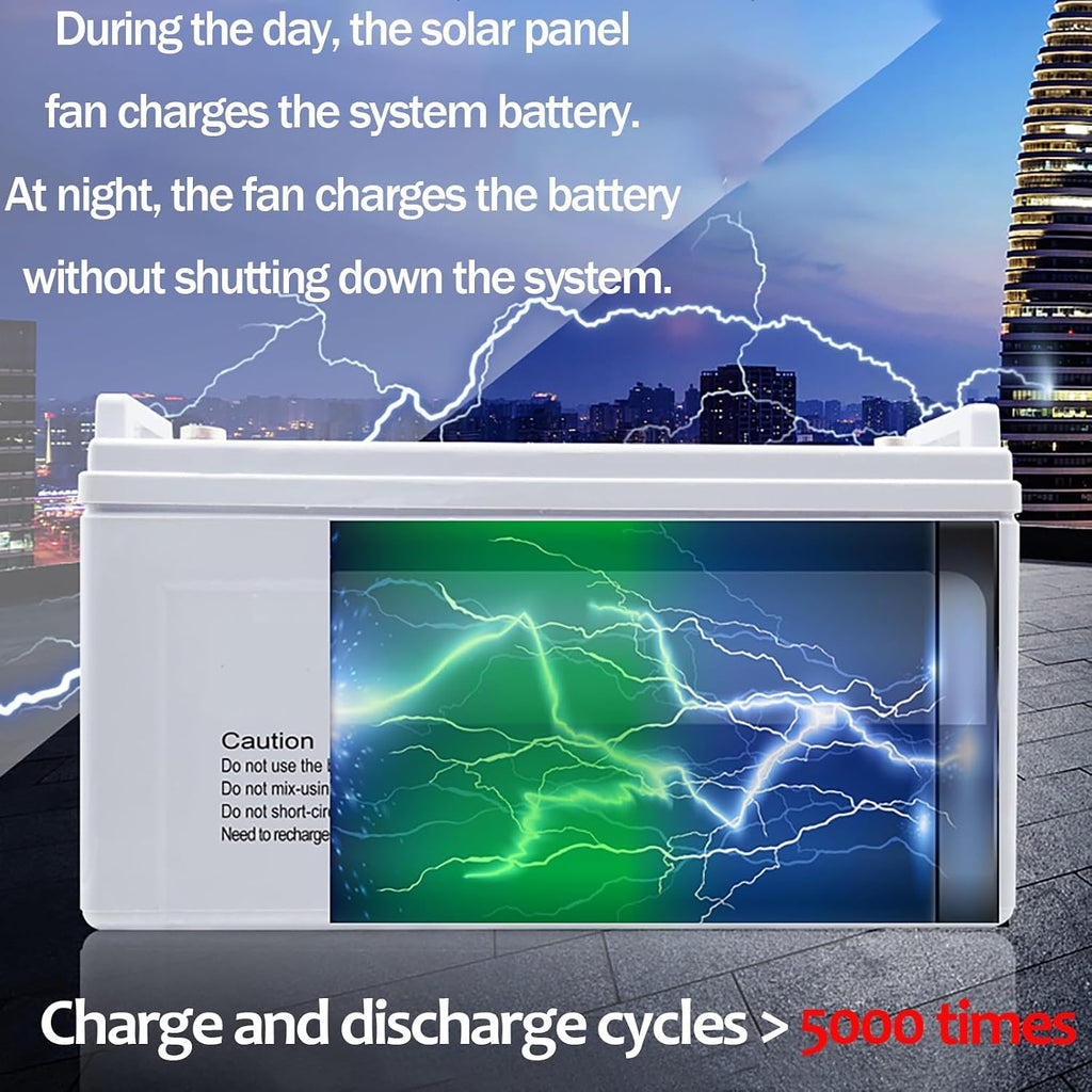 All‑in‑One 800W Solar Generator & 400W Wind Turbine Hybrid Power System – 220V Home PV Kit With 100W Panel, 165Ah Gel Battery, LED Lights & Dual‑Switch Protection