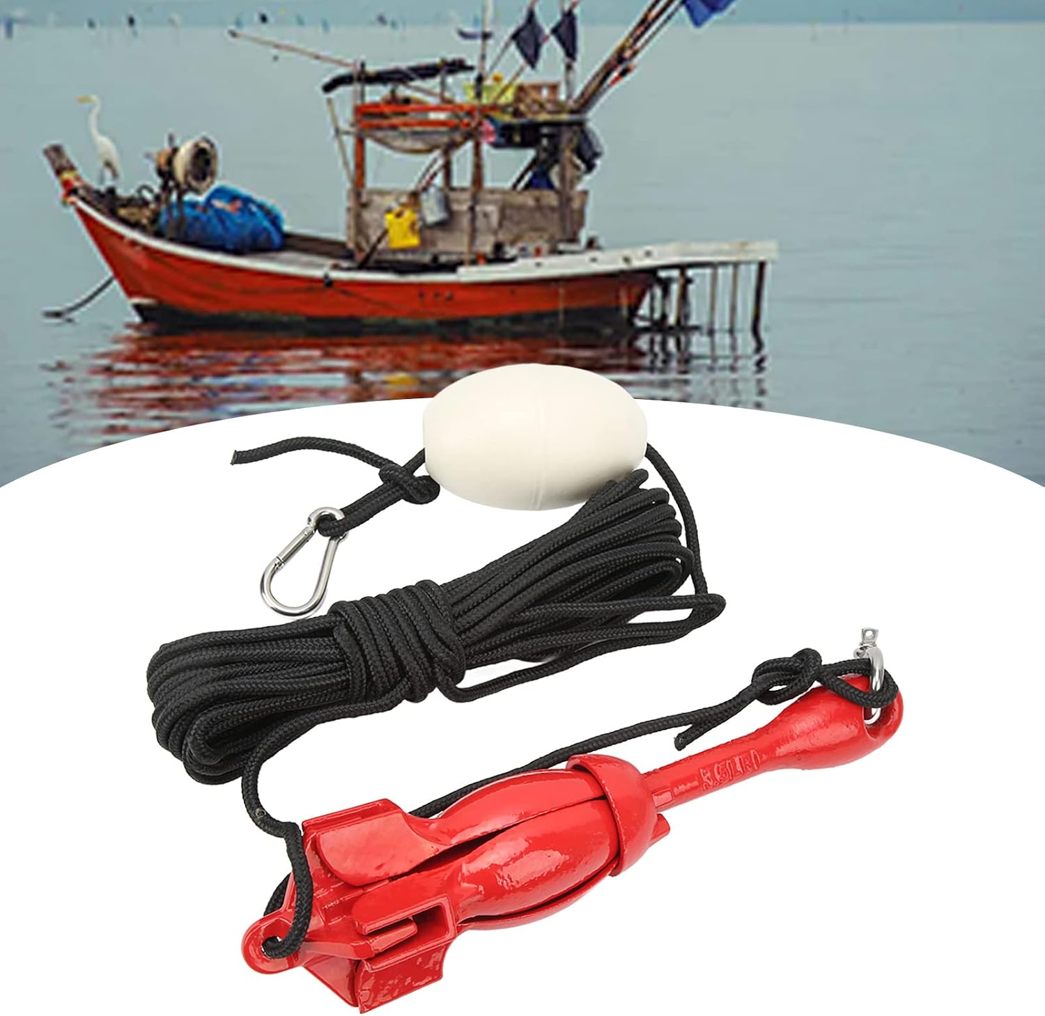 Kayak Anchor, Small Boat Anchor Kit Marine, Lightweight Compact Folding Grapnel Anchor with 39.4ft Tow Rope Carrying Bag for Fishing Kayak Paddle Board Canoe Jet Ski