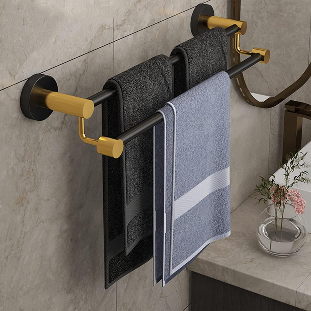 Stainless Steel Black Towel Ring and Toilet Paper Holder, Bathroom Black Hand Towel Holder Wall Mounted Hand Towel Ring (Black Gold) (Size : 43.3inch(110cm))
