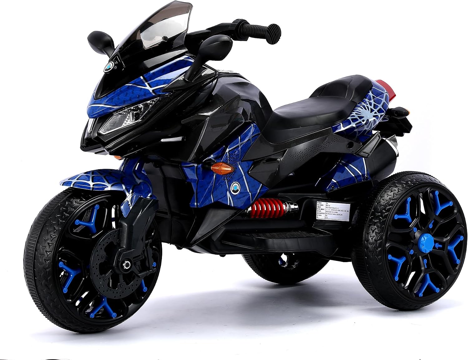12V Kids Electric Motorcycle with Training Wheels | Plastic, PU seat, manual throttle, foot brake, USB, MP3, phone link, light-up wheels, ages 3-6, 45.3 W x 23.2 D x 28.7 H in