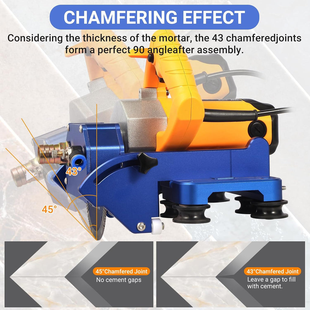Electric Orbital Tile Cutter, 2300W Angle Grinder 8000RPM, 71' Cutting Length, Wet & Dry Blades, Bevel & Chamfer, Dual 1.05m Tracks with Suction Cups & Clamps, Water Pump & Tool Bag