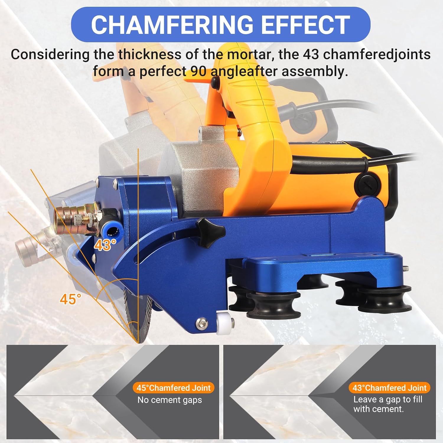 Electric Orbital Tile Cutter, 2300W Angle Grinder 8000RPM, 71' Cutting Length, Wet & Dry Blades, Bevel & Chamfer, Dual 1.05m Tracks with Suction Cups & Clamps, Water Pump & Tool Bag