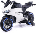 Moderno Kids Street Racer 12V Battery Power Electric Children Ride-On Motorcycle Bike + EVA Foam Rubber Tires + Leather Seat + MP3 USB Music Player + LED Lights + Training Wheels