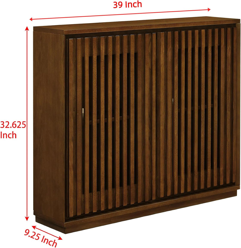 LKTART 39' Walnut Sideboard Buffet Cabinet, Entryway Narrow Storage,2 Piece | Wood;Small Storage Cabinet with Storage;Mid Century Modern;Thin Cabinet for Small Space,Living Room,Kitchen,Hallway