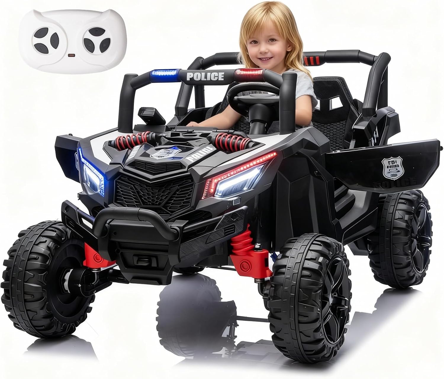 Kid Police 4WD UTV 24V Ride On Toys for Big Kids 2 Seater Ride On Toys Kids | 2 Seater Ride On Car for Kids Side-by-Side UTV Electric Cars for Kids Electric Ride Car Ride On Toys for Kids 4-8