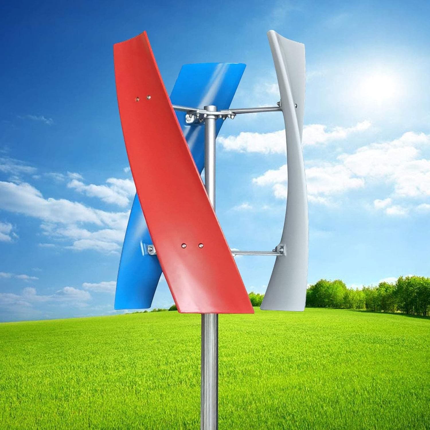 Vertical Wind Power Turbine Generator Kit 6000W 3 Blades Portable Helix with Controller Nature Power for Marine RV Home Industrial 12V