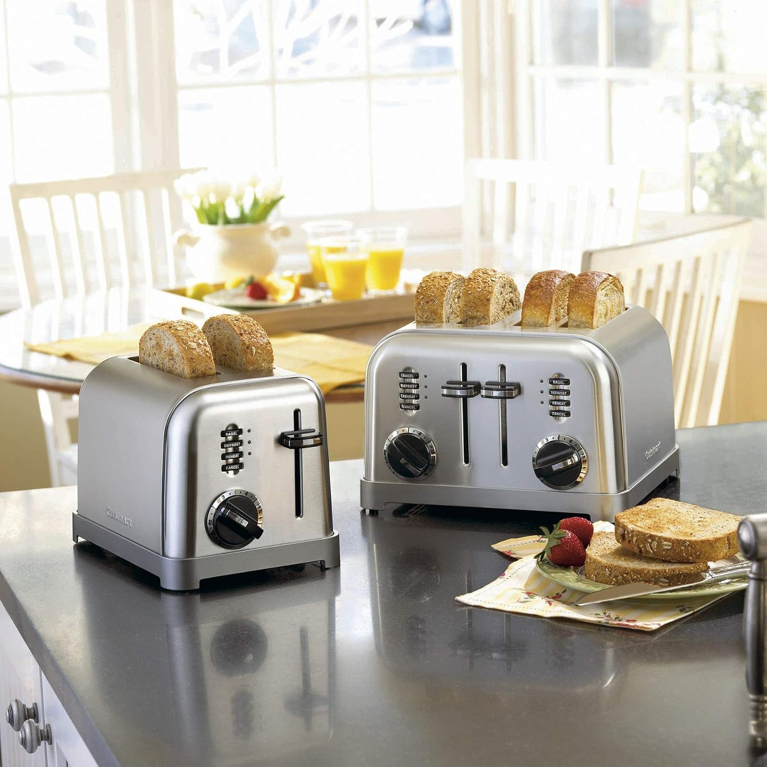 Cuisinart SCO-60 Deluxe Stainless Steel Can Opener & Metal Classic 2-Slice toaster, Brushed Stainless