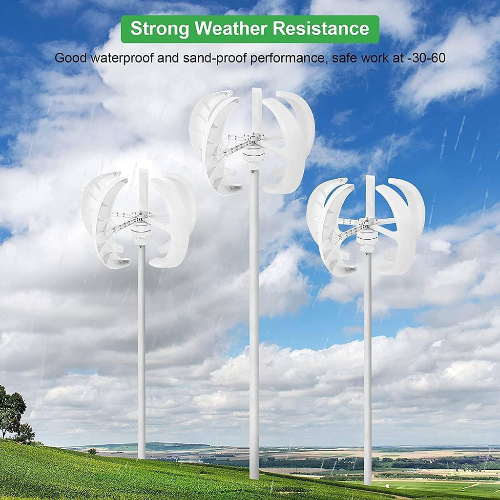 400W 600W 800W 1000W 1200W Vertical Wind Turbine Generator Kit - 5 Blade DC 12V/24V Wind Generator for Off-Grid Electricity Production, Eco-Friendly Power Solution