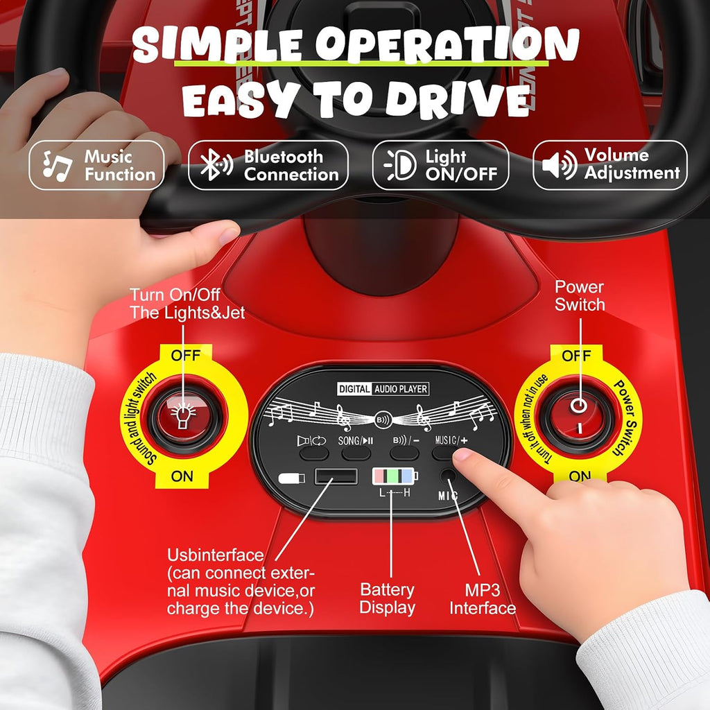 12V Electric Wiggle Car Ultra with Pedals, Rechargeable Swing & Drift Car, Anti-Rollover Design with Backrest, Spray, Flashing Lights, Music & Bluetooth, for Ages 3 and Up, 150 lbs(Green+White)