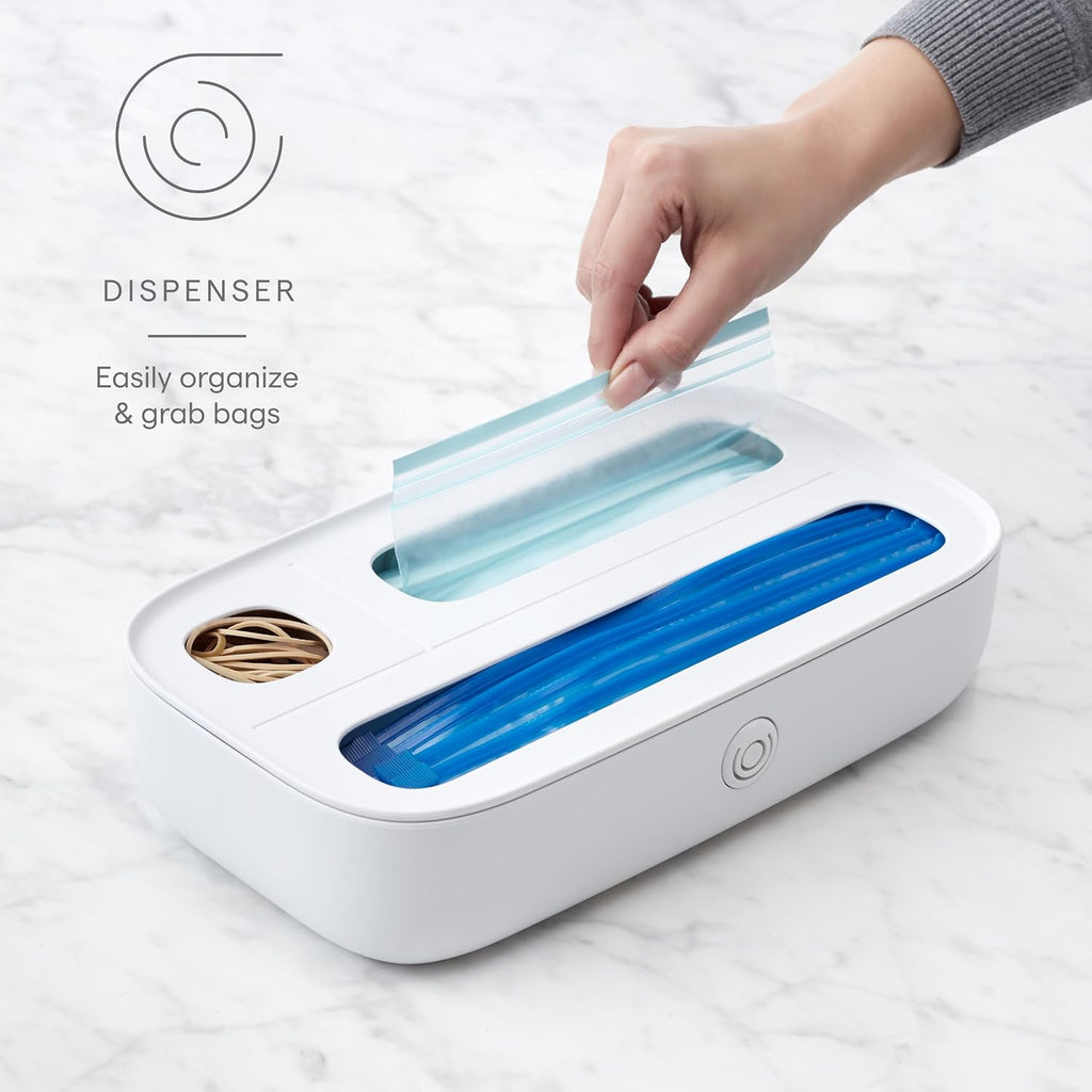 YouCopia StoraBag Drawer Food Bags Dispenser, 3-Slot, Plastic Sandwich Bag Organizer For Kitchen Storage, White (Pack of 6)