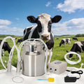 14L Cow Milking Machine, Rechargeable Battery Adjustable Pulse Vacuum Electric Cow Milking Machine,Portable Milking Machine,Individual Pulsation Adjustment, Udder Protection