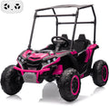 GarveeLife 24V Ride On Utv for Kids, 2 Seater Electric Truck with Sun Shade, 4WD Electric Car Toy with Remote Control, Led Lights, 4 Shock Absorbersm, One Click Start, Music Player(Rose)