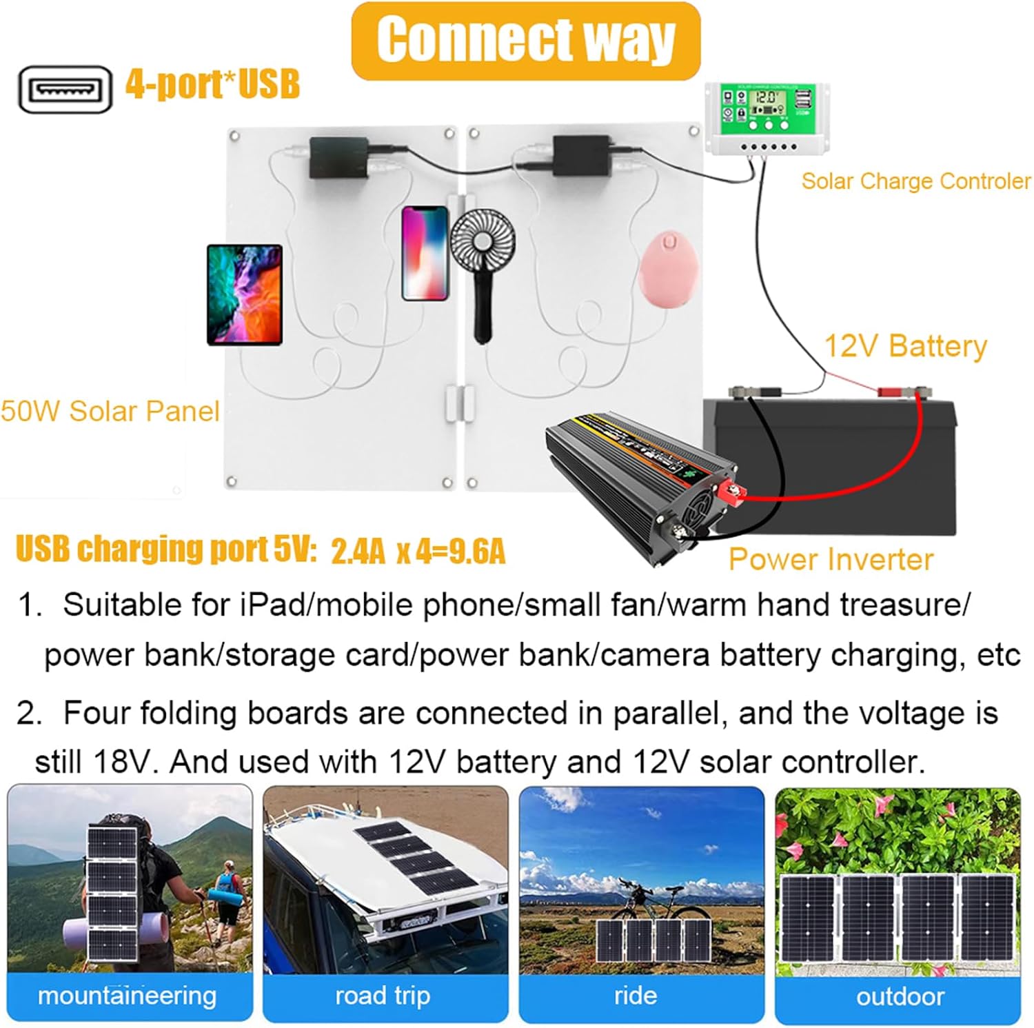 10000W Off-Grid Solar Power Kit for RVs & Boats, Pure Sine Wave Inverter with 50A PWM Controller, Emergency Power Solutions, Renewable Energy System