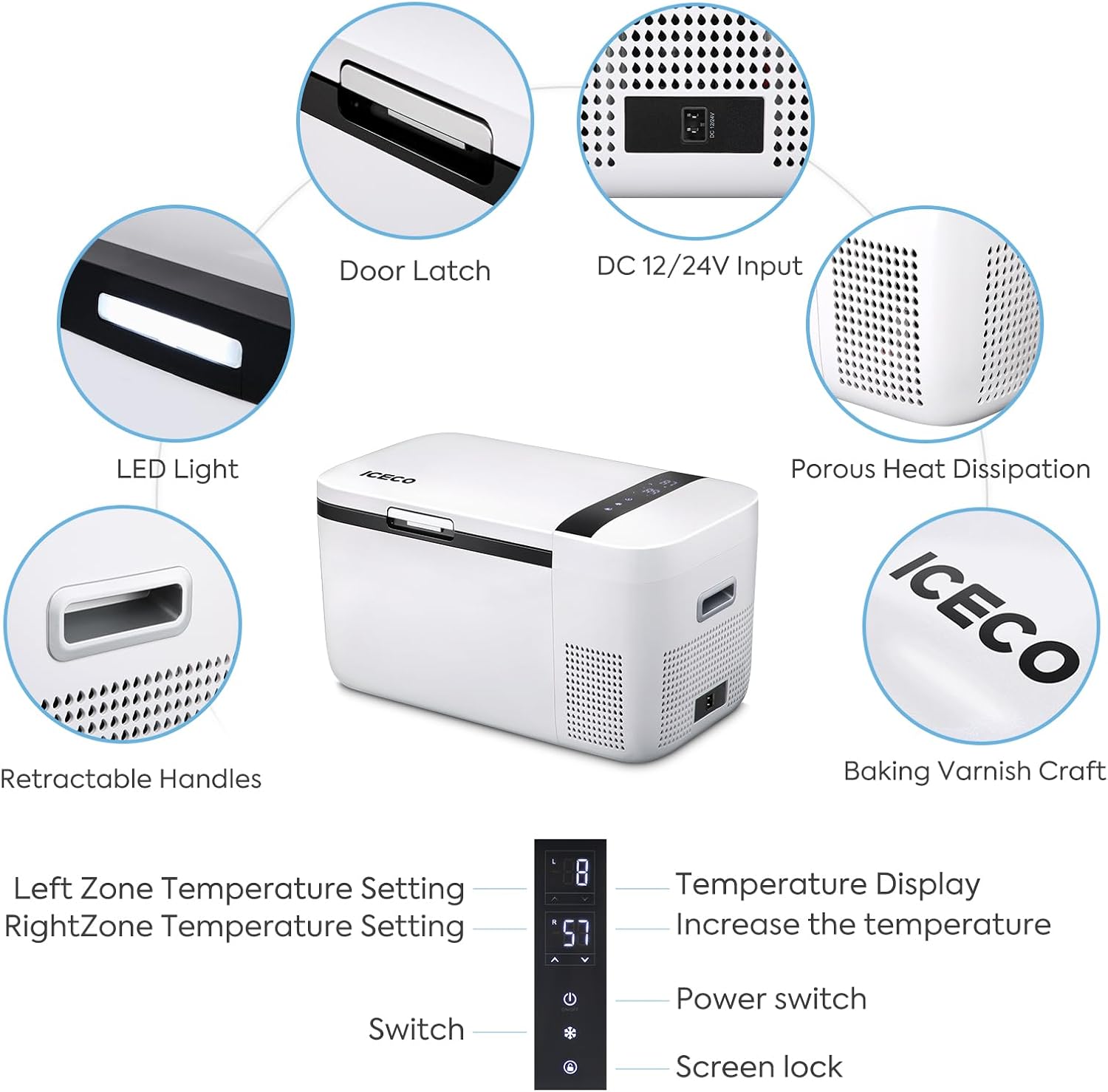ICECO GO20 21Qt/20L Portable Refrigerator, 12Volt Refrigerator Powered by SECOP, 0℉-50℉, Bluetooth Connection, 12/24VDC&110-240VAC, 12v Fridge Freezer for Car, Camping, Travel |+ Insinuation Bag