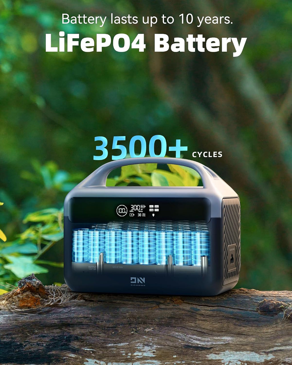 Portable Power Station with 40W Solar Panel, 60,000mAh LiFePO4 Battery 300W AC Outlets Power Station,2Hrs Fast Charging Power Bank for Home,Outdoor Camping RVs Emergencies