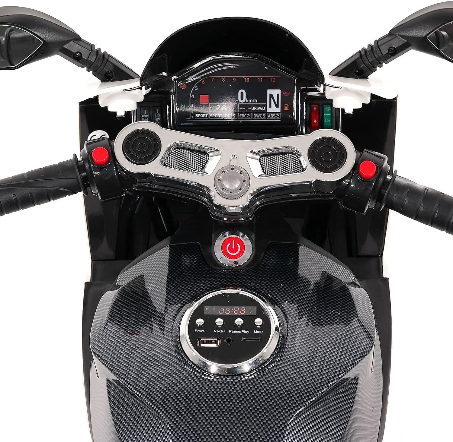 Moderno Kids Street Racer 12V Battery Power Electric Children Ride-On Motorcycle Bike + EVA Foam Rubber Tires + Leather Seat + MP3 USB Music Player + LED Lights + Training Wheels