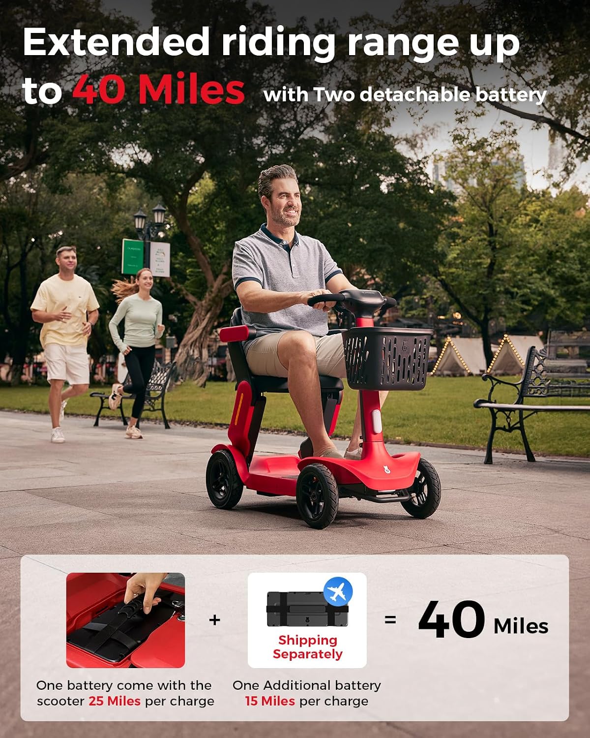 Paiseec Mobility Scooter S3 Pro 40 Miles, Airline Approved Mobility Scooter for Seniors, Intelligent Speed Control Foldable Mobility Scooters, 250W Powered All Terrain Mobility Scooters for Adults