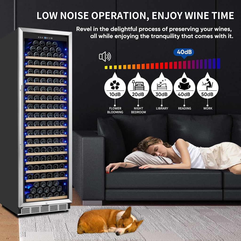 ORYMUSE Large 200 Bottle Wine Fridge - 24 Inch Wine Cooler Refrigerator, Freestanding and Built-in Design, Upgraded Compressor Cooling, Intelligent Temperature Memory