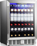 Antarctic Star 166 Can Beverage Refrigerator Cooler, 5.1 Cu.Ft Mini Fridge with Safety Lock, Beverage Cooler with Glass Door/LED Light/Adjustable Removable Shelves for Home/Office/Bar(Stainless Steel)