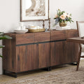 WAMPAT 2 in 1 Multifunctional Sideboard Buffet Cabinets, Modern Sideboard with Adjustable Shelf and Metal Base, Coffee Bar Cabinet Storage Cabinet for Living Room, Kitchen, Brown