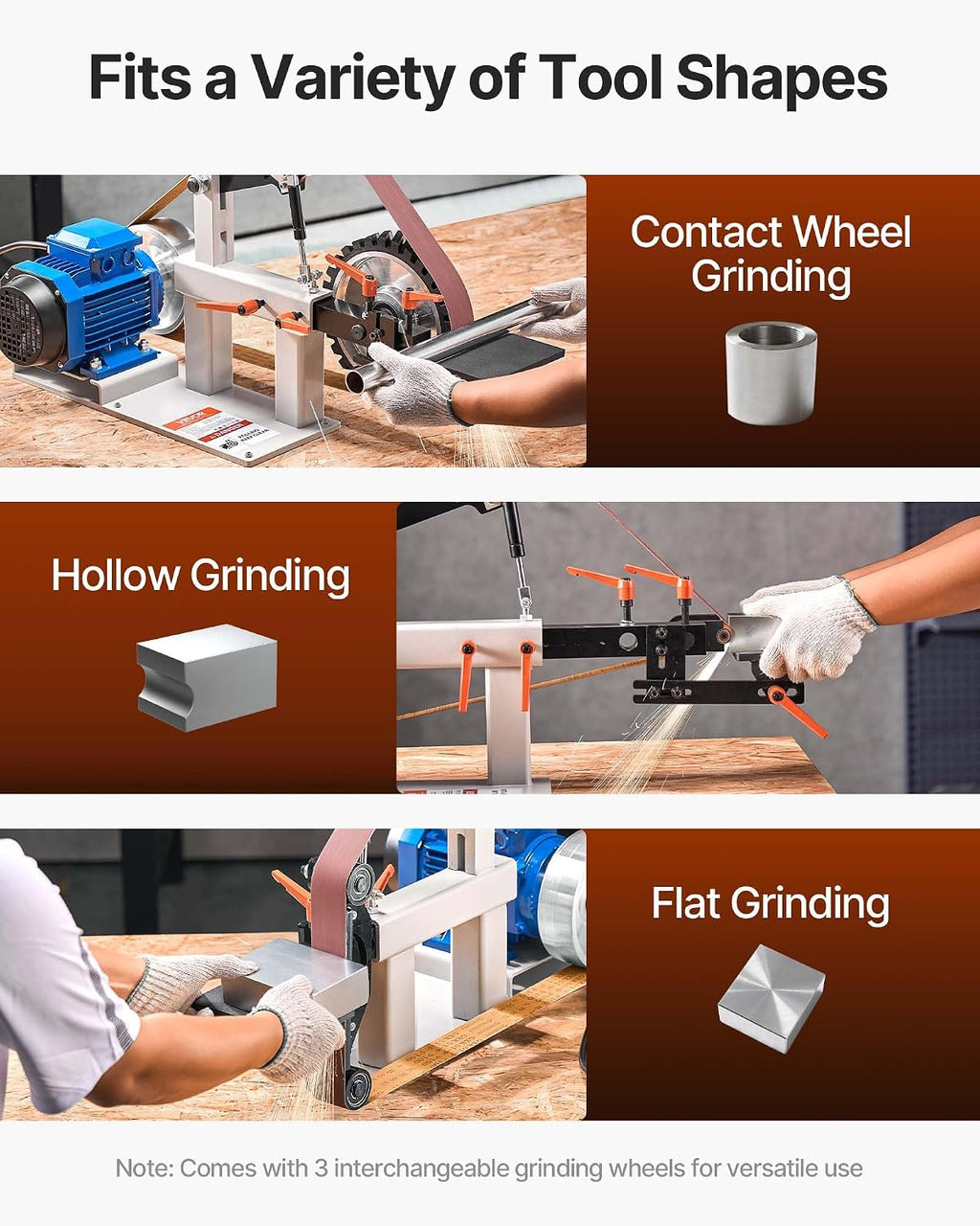 VEVOR 1500W 2HP Belt Sander Grinder, 2' x 82' Variable Speed Belt Grinder for Metalworking, 3-in-1 Belt Sander Polisher with 3 Grinding Moulds & Flat Platen Tool Rest for Knife Making