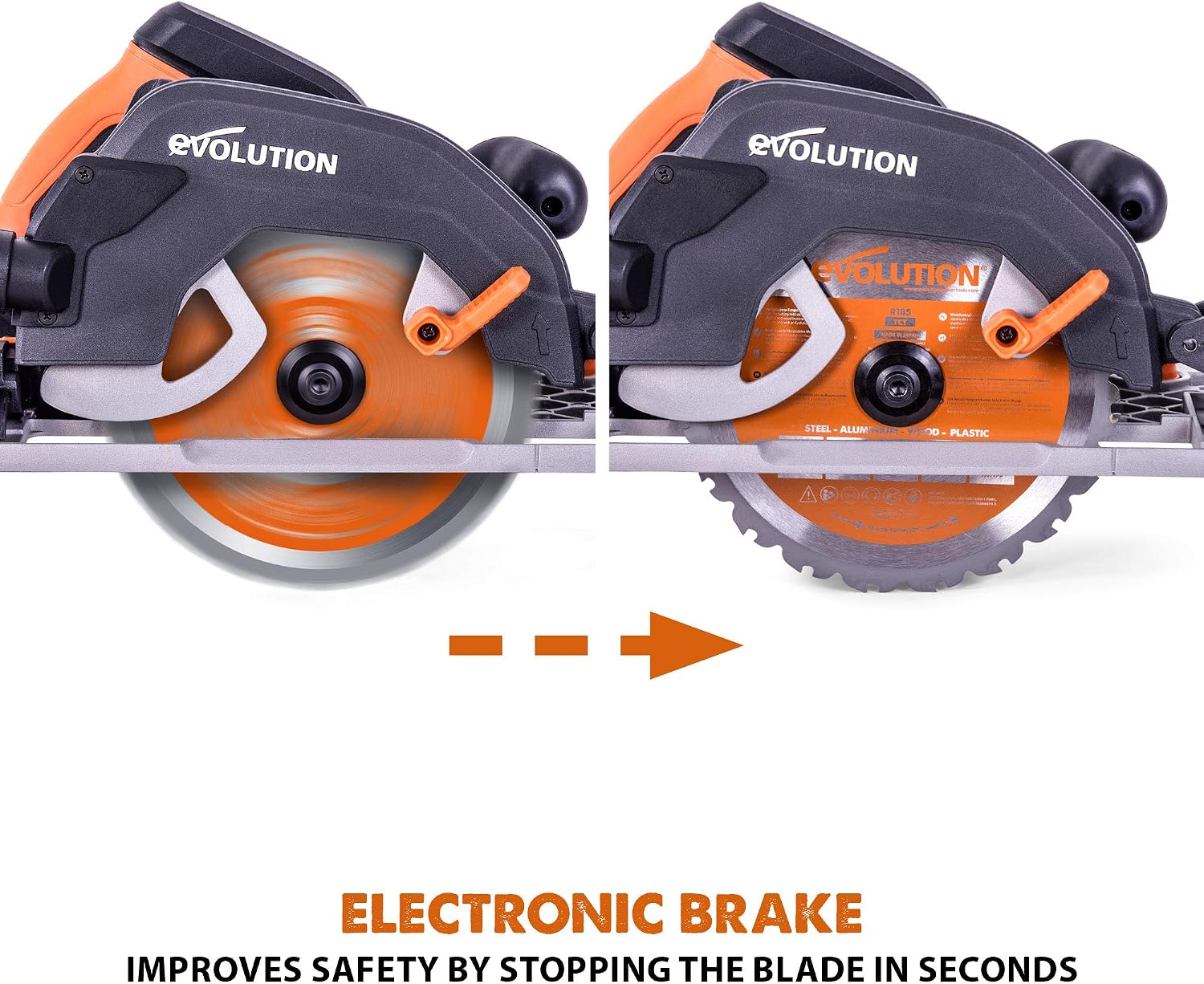 Evolution Power Tools R185CCSX Multi-Material Circular Track Saw Kit with 40' Track Included, TCT Blade Included, Cuts Wood, Plastic, Metal & More, 7-1/4 Inch