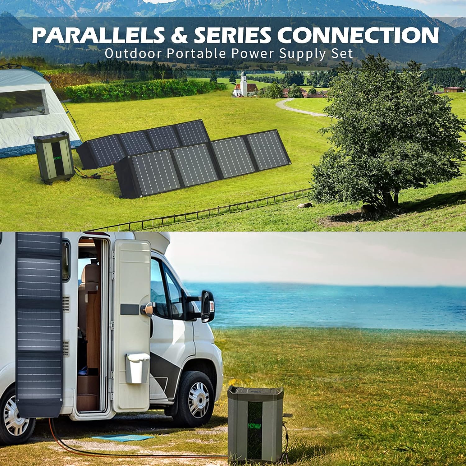 HOTWAV 120W Foldable Solar Panel for Power Station Generator, IP66 Portable Solar Panel kit with MC-4 Output, Monocrystalline Solar Panel Suitcase