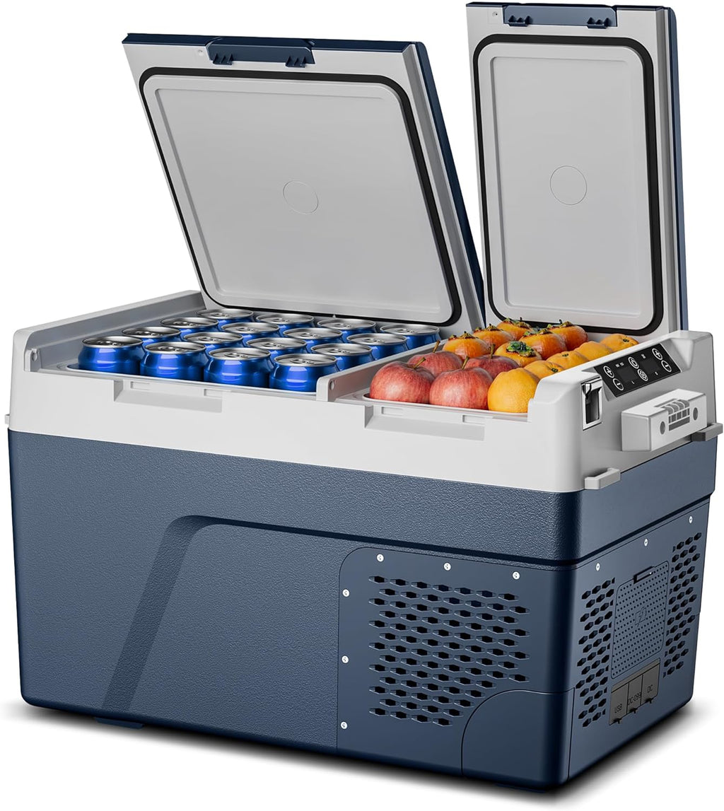 Feelfunn 12 Volt Refrigerator Car Fridge - 40QT(38L) Dual Zone Electric Cooler, Car Refrigerator -4℉~68℉, Portable Refrigerator 12/24V DC 100-240V AC, Portable Freezer for Travel Camping RV Home