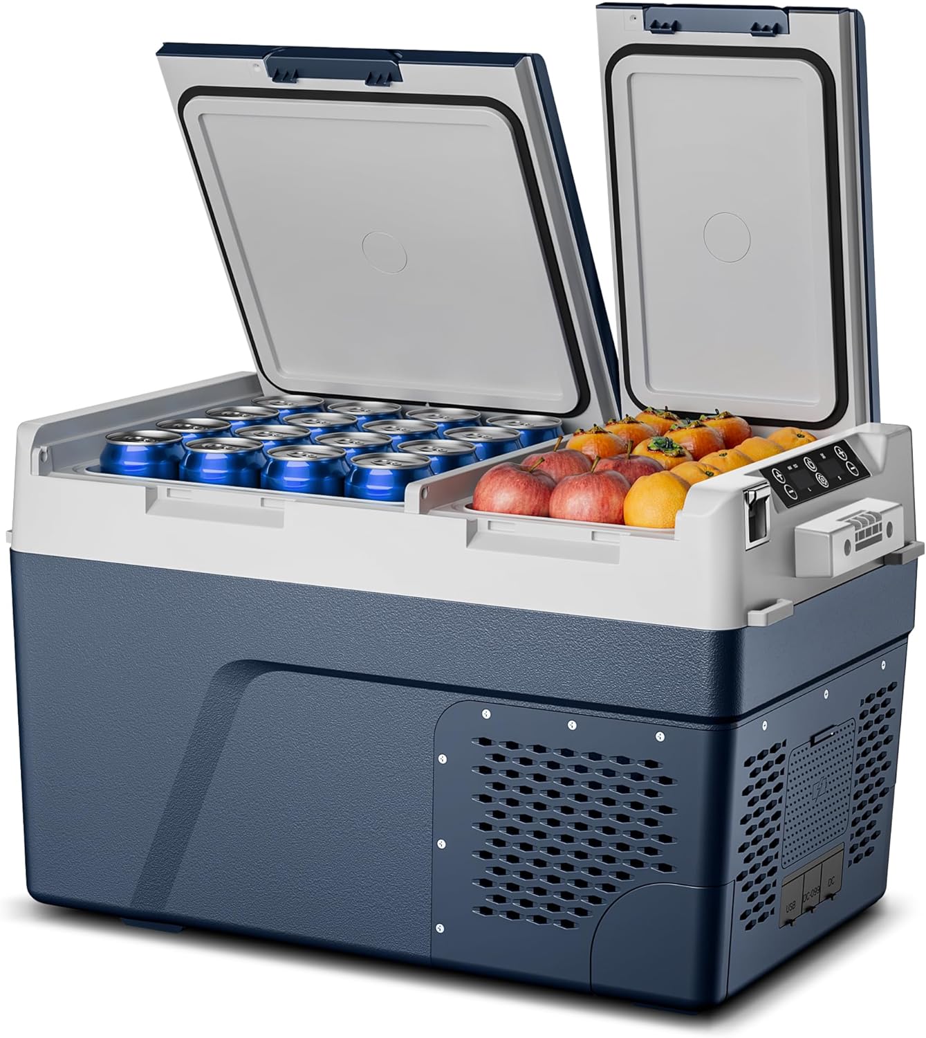 Feelfunn 12 Volt Refrigerator Car Fridge - 40QT(38L) Dual Zone Electric Cooler, Car Refrigerator -4℉~68℉, Portable Refrigerator 12/24V DC 100-240V AC, Portable Freezer for Travel Camping RV Home
