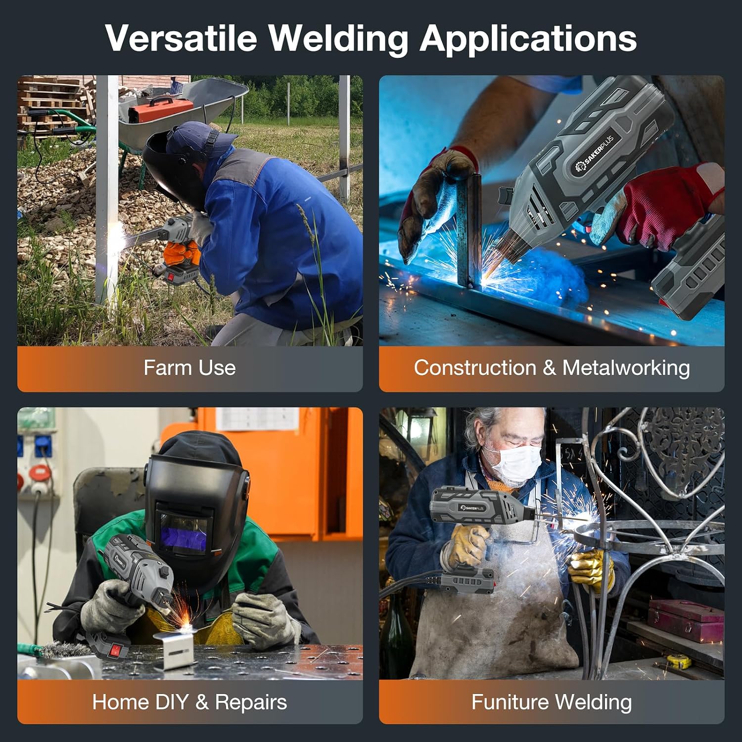 Sakerplus Portable Welding Machine, Handheld Welder Machine 110V, ARC Portable Welder with IGBT Inverter 5 Variable Current Adjustment, 30pcs 3/32' Wire Rods, Welding Helmet, Carrying Case Included