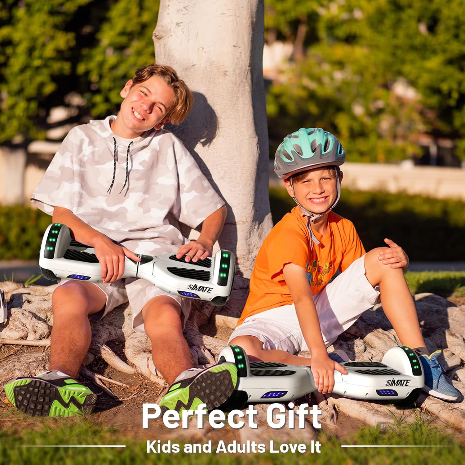 SIMATE Hoverboard, Bluetooth All Terrain Hover Boards with LED Lights and APP Control, Gifts for Kids Adults Girls Boys, for All Ages
