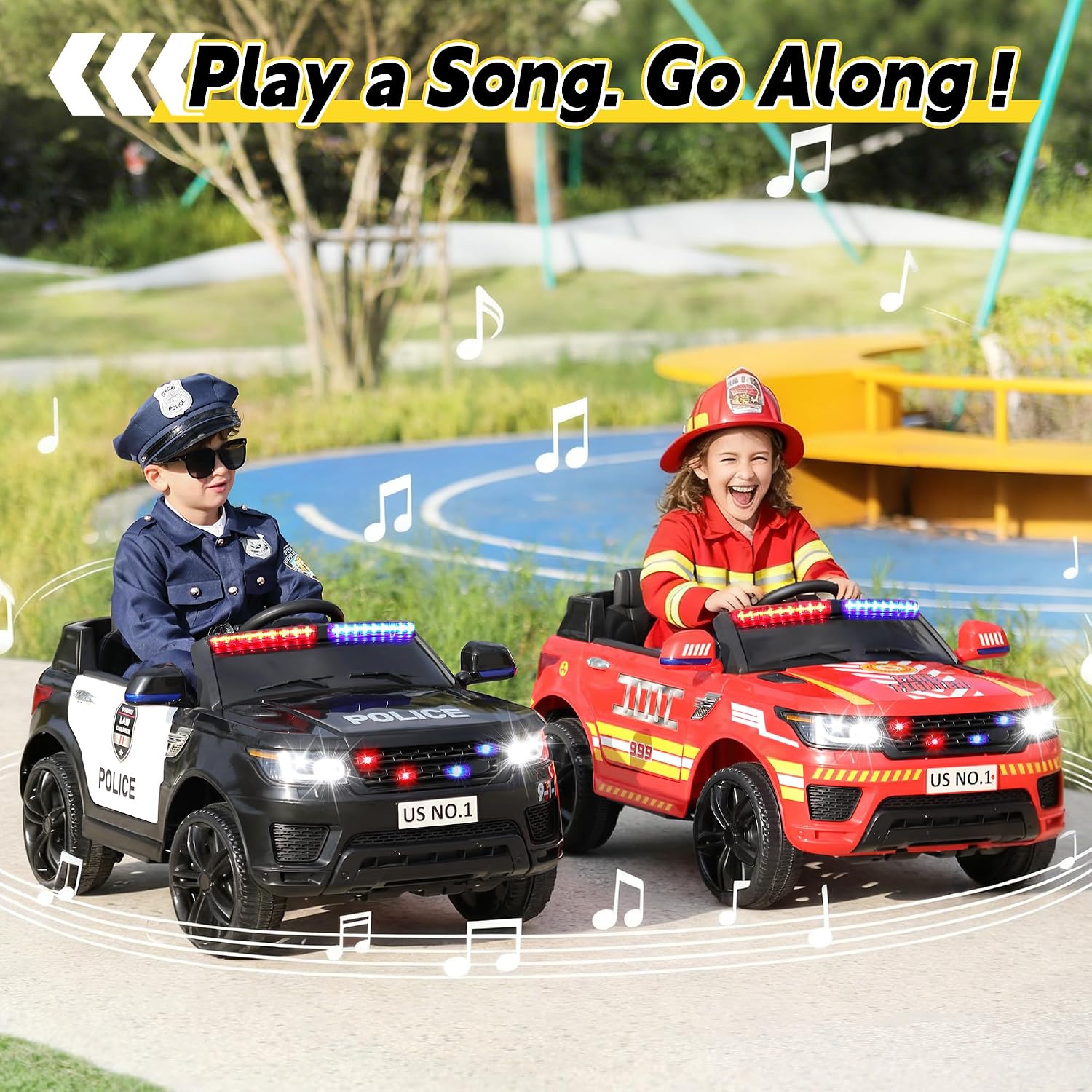 TOBBI Fire Truck Ride on Car 12V Electric Firetruck Battery Powered Vehicles for Kids to Drive with Remote Control, Bluetooth, Siren-Call, Walkie-Talkies for Toddlers Ages 1-8 Years, Red