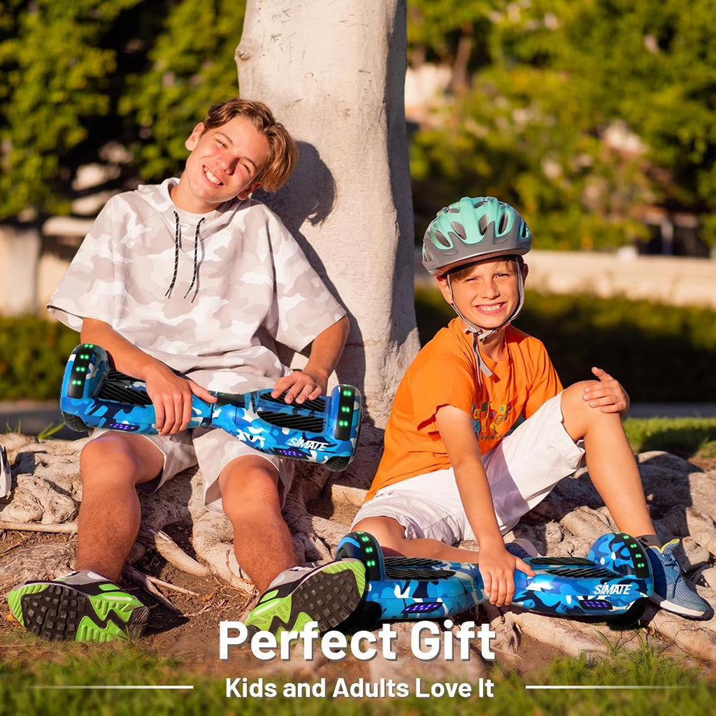 SIMATE Hoverboard, Bluetooth All Terrain Hover Boards with LED Lights and APP Control, Gifts for Kids Adults Girls Boys, for All Ages