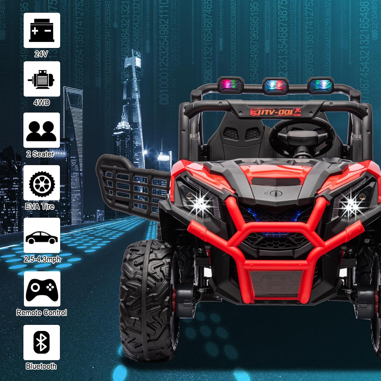 4WD UTV 24V Ride On Toys for Big Kids Ride On 2 Seater Ride On Toys Kids | 2 Seater Ride On Car for Kids Side-by-Side UTV Electric Cars for Kids Electric Ride Car Ride On Toys for Kids 4-8