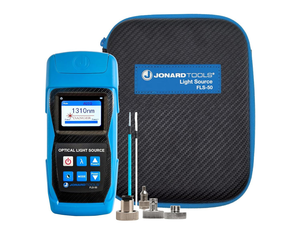Jonard Tools FLS-50 Fiber Optic Light Source with Included FC/SC/LC (PC/UPC) Adapters for Single Mode Fiber Measurements (2025 Model)